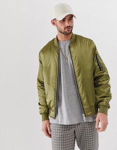 Атласный бомбер D-Struct-Зеленый