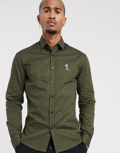 Обтягивающая поплиновая рубашка цвета хаки Religion-Зеленый