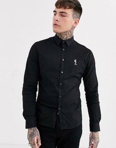 Черная поплиновая рубашка обтягивающего кроя с логотипом Religion-Черный