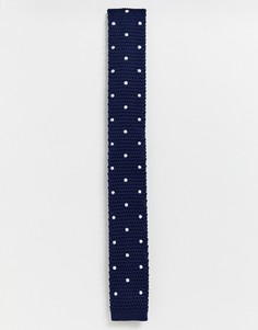 Трикотажный галстук в горошек Gianni Feraud-Темно-синий