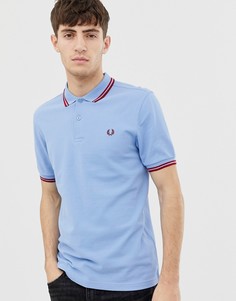 Голубое поло с контрастной отделкой Fred Perry-Синий