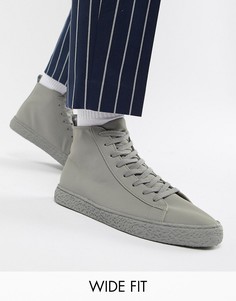 Серые высокие кроссовки для широкой стопы с фактурной подошвой ASOS DESIGN-Серый