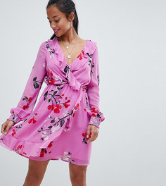 Розовое платье с цветочным принтом и запахом Vero Moda Petite-Мульти