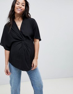 Черный топ с рукавами кимоно и перекрутом ASOS DESIGN Maternity