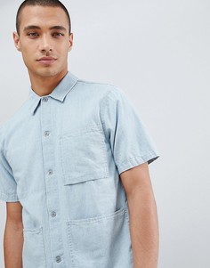 Джинсовая рубашка из органического хлопка с короткими рукавами Nudie Jeans Co Svante-Синий