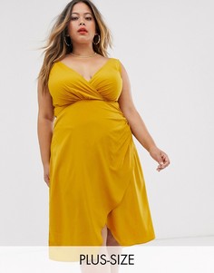 Платье миди на бретелях с запахом AX Paris Plus-Желтый