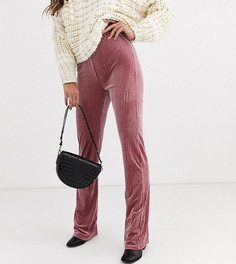 Бархатные брюки в рубчик с широкими штанинами Glamorous Tall-Розовый