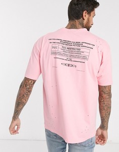 Розовая свободная футболка с принтом на спине The Couture Club-Белый