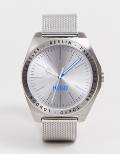 Серебристые наручные часы HUGO 1530107 Act 44 мм-Серебряный
