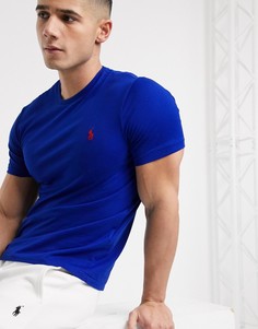 Ярко-синяя футболка с логотипом Polo Ralph Lauren-Синий