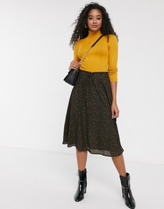 Черная шифоновая юбка миди с цветочным принтом JDY-Мульти