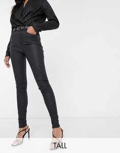 Черные джинсы с покрытием из искусственной кожи New Look Tall-Черный