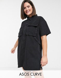 Черное джинсовое платье-рубашка свободного кроя ASOS DESIGN Curve-Черный