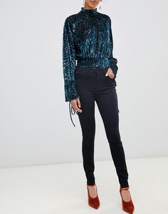 Черные джинсы скинни с классической талией River Island Amelie-Черный цвет