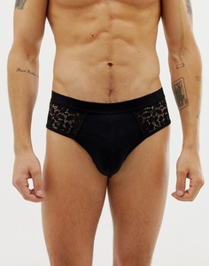 Трусы с кружевными вставками ASOS DESIGN-Черный