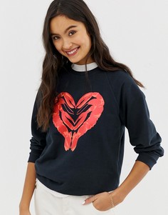 Свитшот из органического хлопка с принтом в виде сердца из лобстеров People Tree x Peter Jensen-Темно-синий