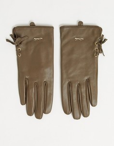 Серо-коричневые кожаные перчатки Paul Costelloe-Бежевый