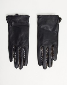 Кожаные перчатки со змеиной отделкой Paul Costelloe-Мульти
