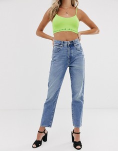 Узкие джинсы в винтажном стиле Abrand x Josephine Skriver 94-Голубой