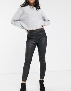 Брюки скинни из искусственной кожи Free People-Черный