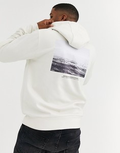 Худи бежевого цвета с принтом на спине Sixth June-Бежевый