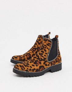 Ботинки челси на плоской подошве с леопардовым принтом Truffle Collection-Многоцветный