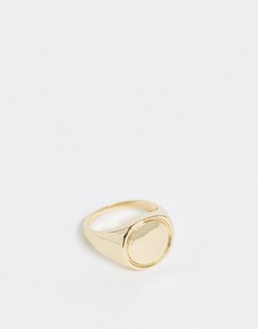 Золотистое кольцо-печатка на мизинец DesignB-Золотой