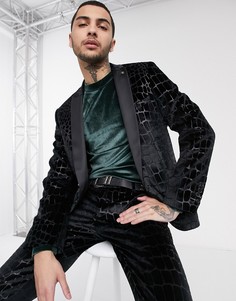 Черный пиджак с крокодиловым принтом Twisted Tailor