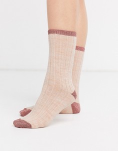 Розовые носки в рубчик с люрексовой отделкой & Other Stories-Розовый