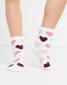 Белые теплые носки с узором в виде сердец Womensecret-Белый Womensecret