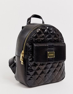 Блестящий стеганый рюкзак с эффектом змеиной кожи Love Moschino-Черный