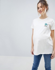 Футболка с цветочной вышивкой ASOS MATERNITY-Кремовый