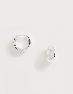 Серьги-кольца со стразами ASOS DESIGN-Серебряный