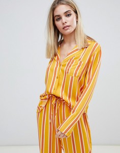 Комбинируемая рубашка из 100% модала в полоску ASOS DESIGN-Оранжевый