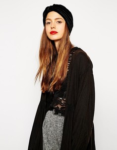 Бархатная шапка-тюрбан ASOS-Черный