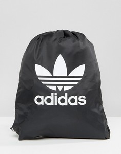 Черный рюкзак на шнурке с логотипом-трилистником adidas Originals
