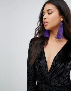 Эффектные серьги с кисточками DesignB London-Фиолетовый