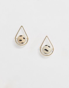 Золотистые каплевидные серьги с деревянной бусиной ASOS DESIGN-Золотой