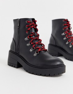 Черные кожаные ботинки с 7 парами люверсов Skechers-Черный цвет