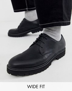 Черные туфли дерби для широкой стопы на шнуровке ASOS DESIGN-Черный