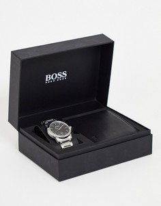 Подарочный набор из часов и бумажника BOSS 1570093 Classic-Серебряный