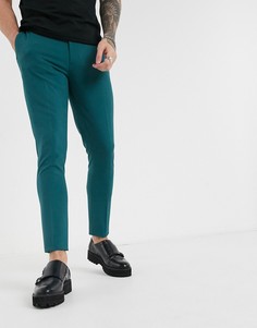 Синие супероблегающие строгие брюки ASOS DESIGN-Зеленый