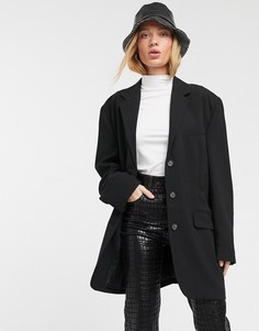 Черный oversize-пиджак с подплечниками Weekday