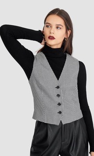 Короткий жилет с узором «гусиная лапка» Stradivarius