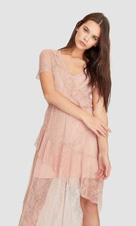 Платье миди с кружевом Stradivarius