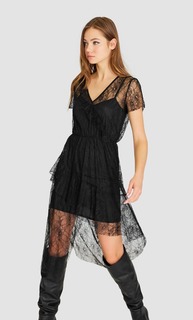 Платье миди с кружевом Stradivarius