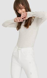 Топ с длинными рукавами и деталями в рубчик Stradivarius