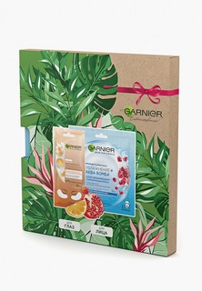 Набор для ухода за лицом Garnier Тканевая маска для лица Увлажнение+Аква Бомба c гиалуроновой, П-Анисовой кислотами, экстрактом граната, супер увлажняющая и тонизирующая, для всех типов кожи, 32гр. + Тканевые патчи "Увлажнение + све
