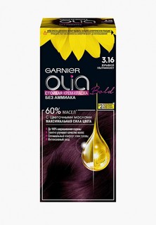 Краска для волос Garnier "Olia" с цветочными маслами, без аммиака, оттенок 3.16 Взрывной ультрафиолет, темно-фиолетовый, 110 мл