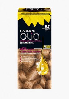 Краска для волос Garnier "Olia" с цветочными маслами, без аммиака, оттенок 8.31 Пепельное золото, светло-коричневый, 110 мл